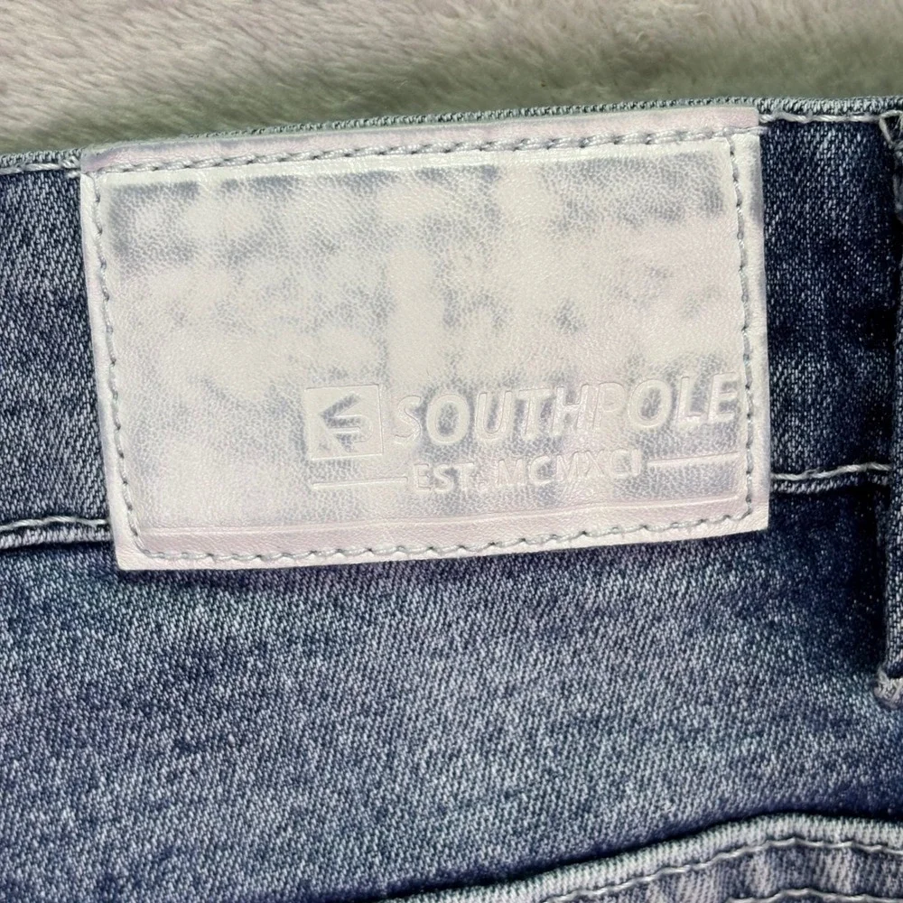 Southpole Mens Slim Denim Shorts Sz 34 Blue Faded Stretch Streetwear Urban